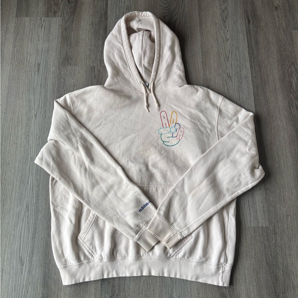 ADIDAS: Light Pink Peace Sign Hoodie